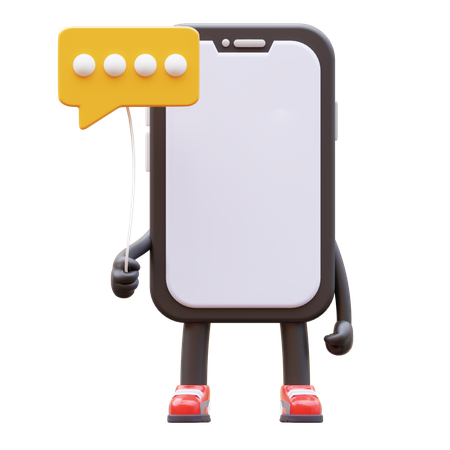 Smartphone Character Holding Coin  3D Illustration