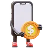 Smartphone Character Holding Coin