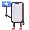 Smartphone Character Holding Like Sign