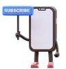 Smartphone Character Holding Subscribe Sign