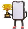Smartphone Character Holding Trophy