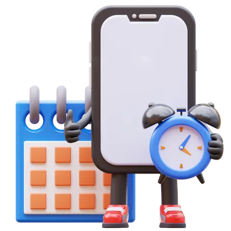 Smartphone Character Making A Schedule For Deadline  3D Illustration