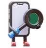 Smartphone Character With Magnifying Glass