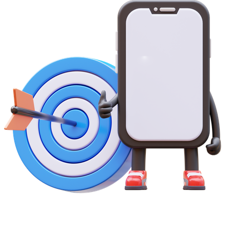 Smartphone Character With Target  3D Illustration