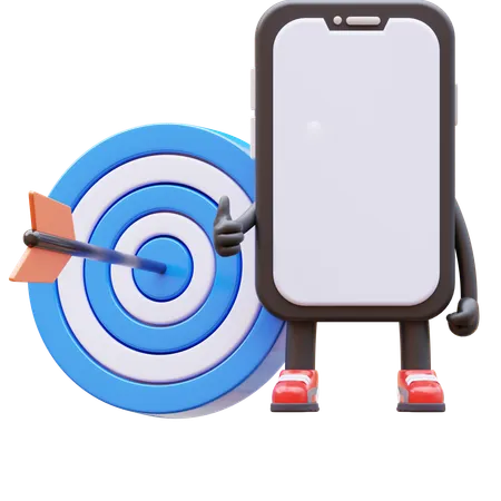 Mobile Phone Character With Target 3D Illustration