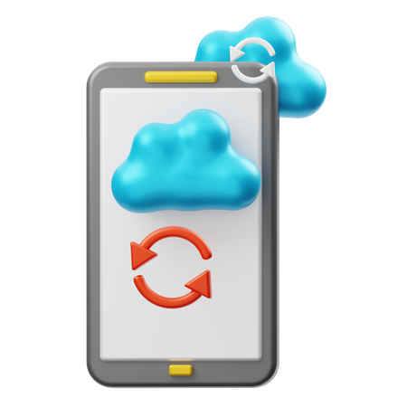 Smartphone-Cloud-Synchronisierung  3D Illustration