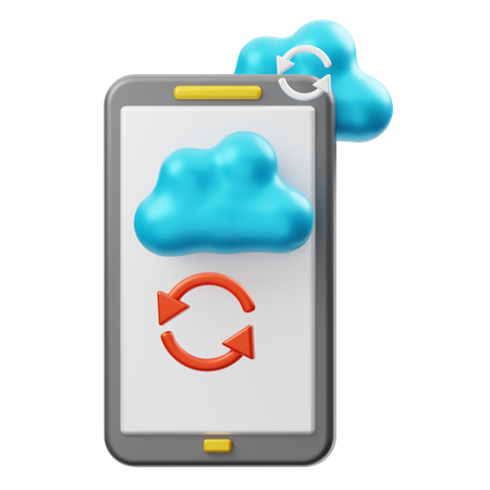 Smartphone Cloud Synchronization  3D Icon
