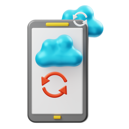 Smartphone Cloud Synchronization  3D Illustration