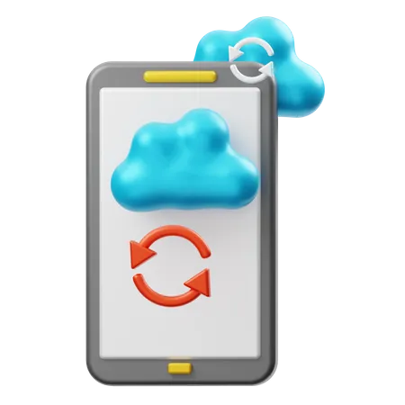 Smartphone Cloud Synchronization  3D Illustration