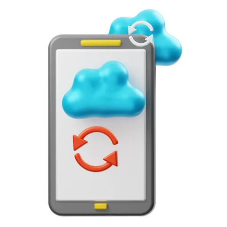 Smartphone Cloud Synchronization 3D Illustration