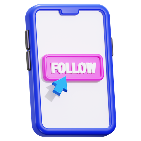 Smartphone com botão seguir  3D Icon