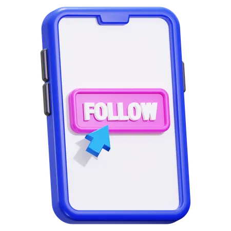 Smartphone com botão seguir  3D Icon