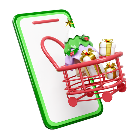 Smartphone com carrinho de compras  3D Icon