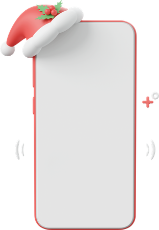 Smartphone com chapéu de Papai Noel  3D Icon