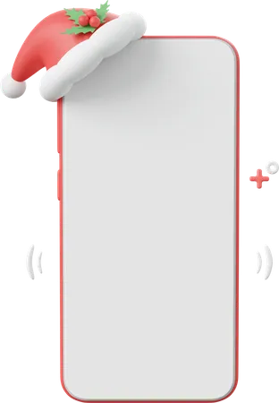 Smartphone com chapéu de Papai Noel  3D Icon