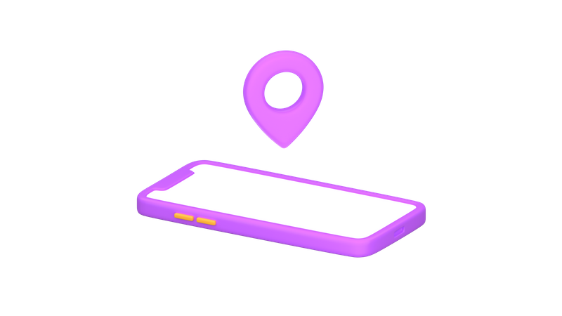 Smartphone com pin de localização  3D Illustration