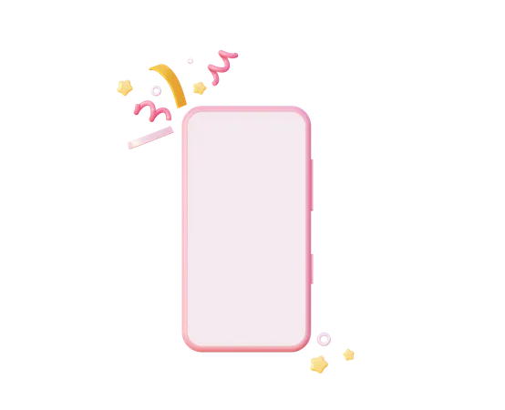 Um Smartphone Rosa Festivo Com Tela Branca Em Branco Com Elementos Festivos Decorados Em Forma De Fogos De Artificio Ilustracao De Renderizacao 3 D 3D Icon