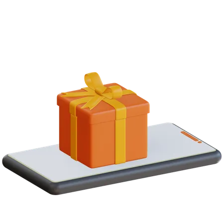 Teléfono inteligente con caja de regalo  3D Icon