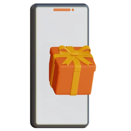 Teléfono inteligente con caja de regalo  3D Icon