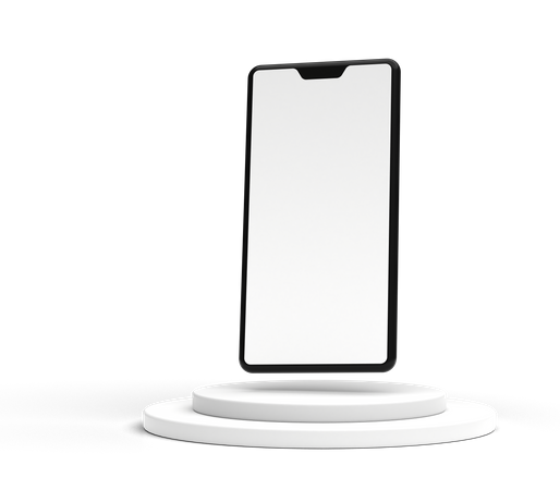 Smartphone con podio para publicidad.  3D Illustration