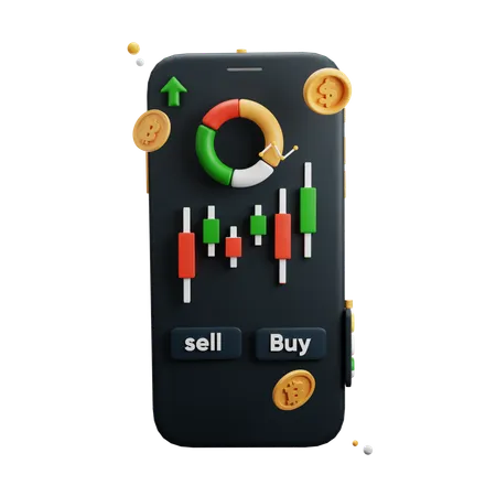 Smartphone Dashboard with Cryptocurrency Growth Graph  3D Icon