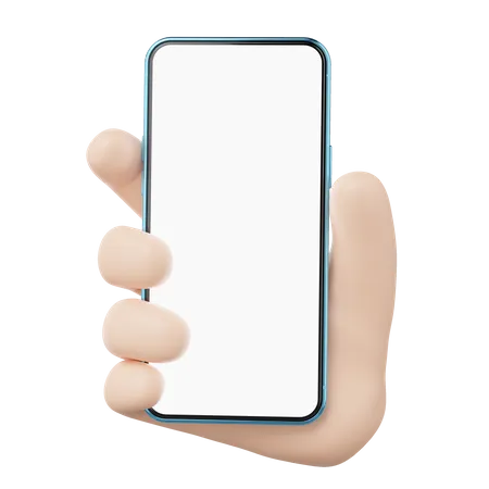 Mao Humana 3 D Segurando O Icone Do Telefone Movel Empresario Vestindo Terno Com Tela Branca Em Branco Do Smartphone Flutuando Isolada Espaco De Maquete Para Aplicacao De Exibicao Estilo De Desenho Animado De Negocios Renderizacao De Icone 3 D 3D Icon