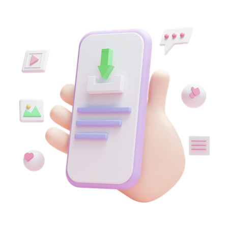 Smartphone Download  3D Icon