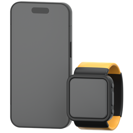 Smartphone e smartwatch  3D Icon