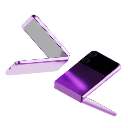 Smartphone-Flip-Farbe in Lila  3D Icon