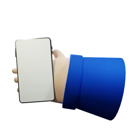 3 D Cartoon Hand Die Telefon Auf Weissem Hintergrund Halt Hande Gestikulieren Mit Smartphone Mit Leerem Bildschirm Cartoon Gerate Modell Set 3D Illustration