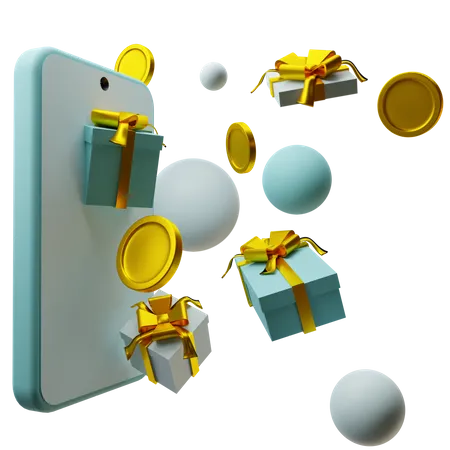 Smartphone mit Geschenken  3D Illustration