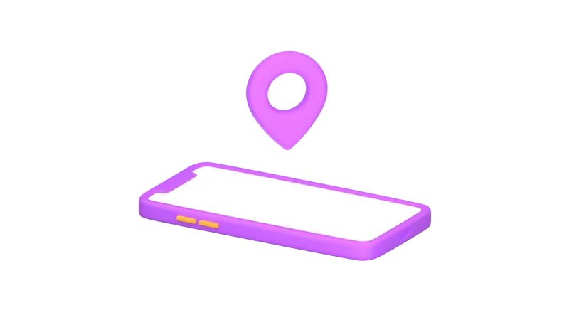 Smartphone mit Standort-PIN  3D Illustration