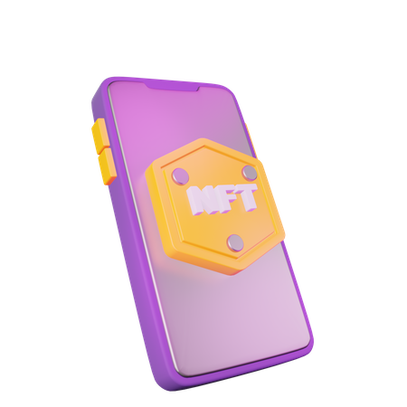 Smartphone NFT Marketplace app  3D Illustration