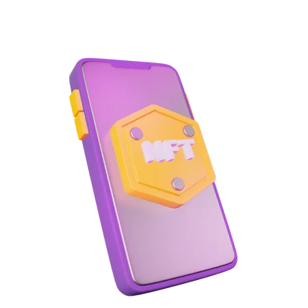 Smartphone NFT Marketplace app  3D Illustration