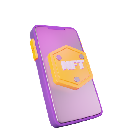 Smartphone NFT Marketplace app 3D Illustration