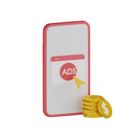 Smartphone Paid Ads 3D Icon