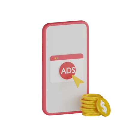 Smartphone Paid Ads  3D Icon