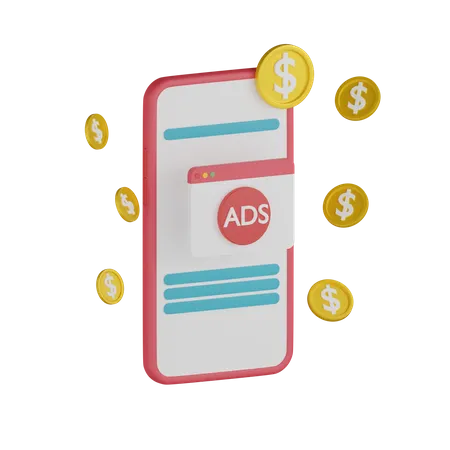 Mobile Ads With Various Elements 3D Icon