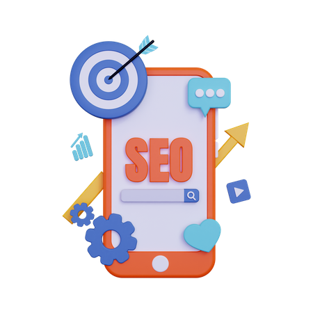 Smartphone SEO development  3D Illustration