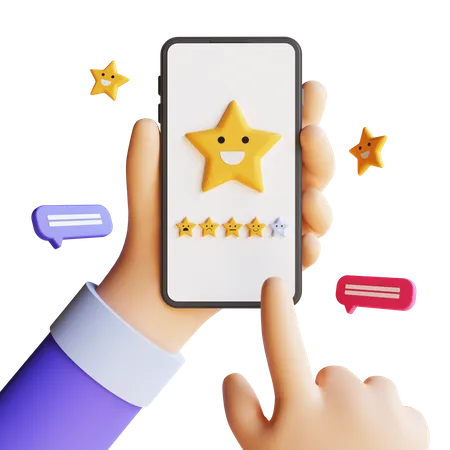 Smartphone Shopping Review 3D Illustration