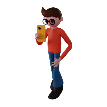 Smartphone User  3D Illustration