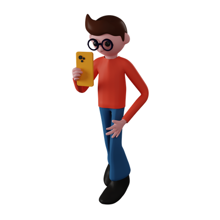 Smartphone User 3D Illustration