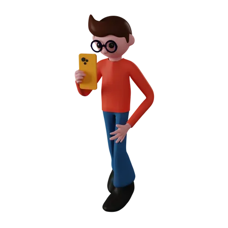 Smartphone User  3D Illustration