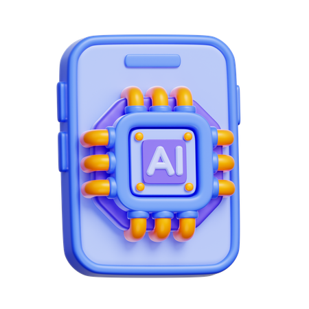 Smartphone with AI chip  3D Icon