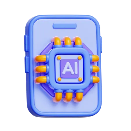 Smartphone with AI chip  3D Icon
