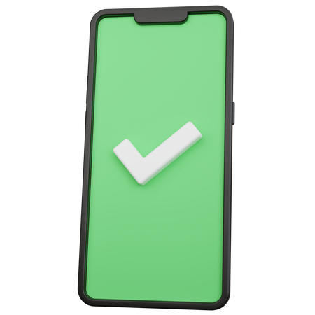 Smartphone With Check Mark  3D Icon