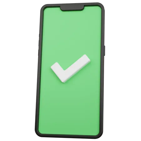 Smartphone With Check Mark  3D Icon