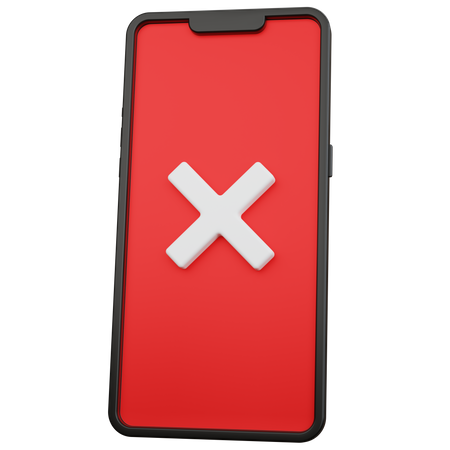 Smartphone With Cross Mark  3D Icon