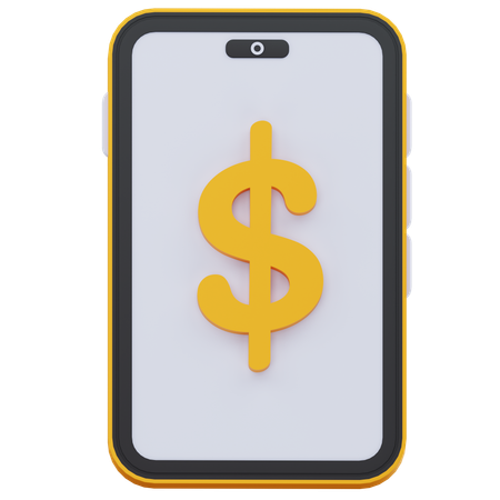 Smartphone with dollar sign  3D Icon