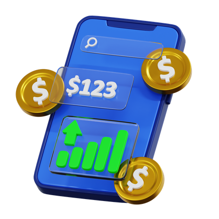 Smartphone with Finance App Icon for Digital Banking  3D Icon